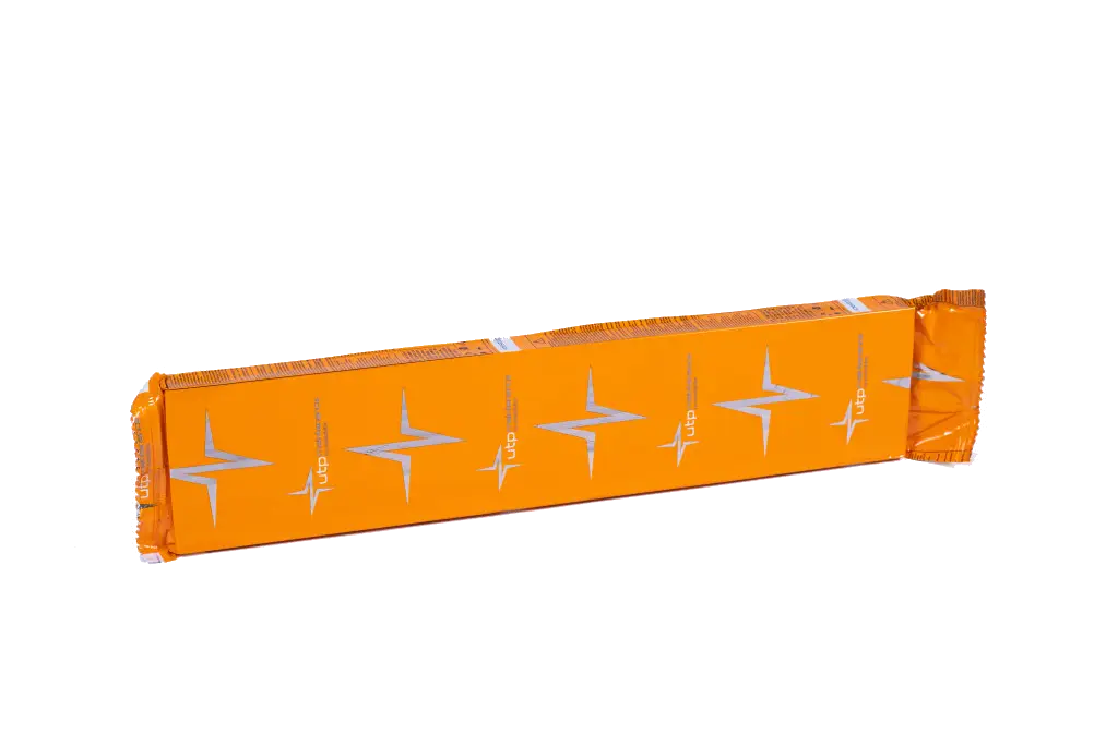 Orange packaging of a snack bar with logo.