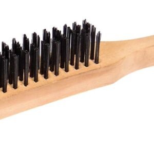 Wooden brush with long black bristles.