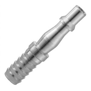 Metal connector with ridges for secure attachment.