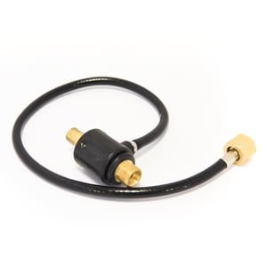 Gas regulator with flexible hose connection.