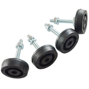 Set of rubber mounting pads with metal bolts