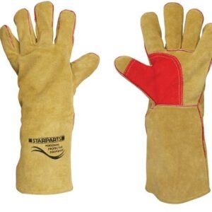 A pair of protective work gloves.