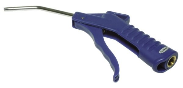 Purple blow gun with metal nozzle for industrial use.