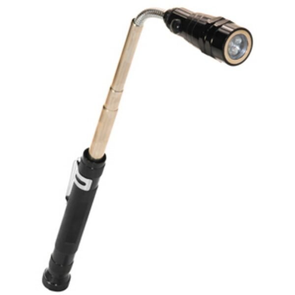 Compact flashlight with flexible neck and handle.