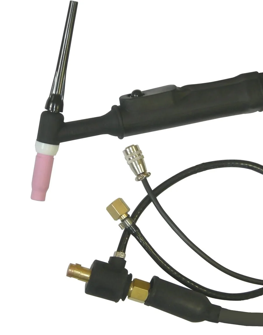 TIG welding torch with cables and connectors
