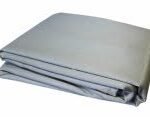 Folded silver fabric sheet for various uses.