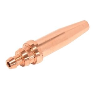 Copper welding nozzle for precise gas delivery.