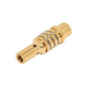 Brass connector with multiple rings for secure fitting.