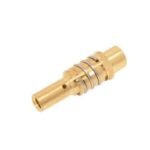 Brass connector with rings for secure fitting.