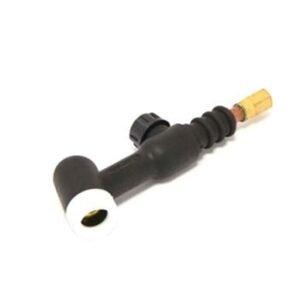 Black mechanical tool with a curved handle