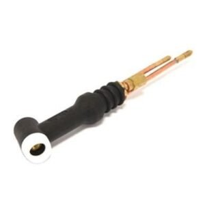 Welding torch handle with metal connectors.