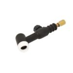 Black pressure washer spray gun attachment with white tip.