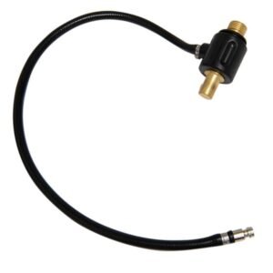 Black hose with brass connectors for fluid handling