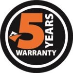 5 years warranty emblem in black and orange