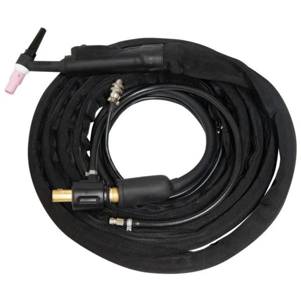 Welding torch and hose coiled together