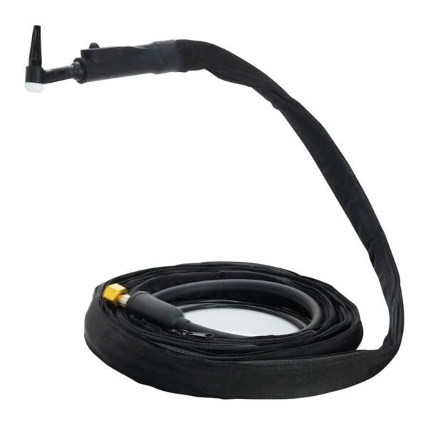 Black hose with nozzle for welding applications.