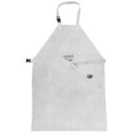 White apron with adjustable straps and buckle