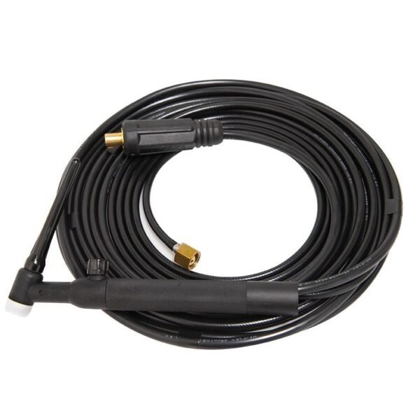 Black welding torch cable with connectors.