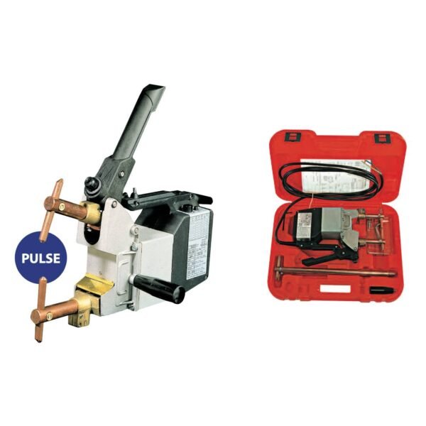 Welding machine and tool kit on display.