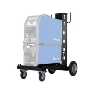 Welding machine on a mobile cart for convenience.