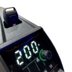 Close-up of a digital welding machine display.