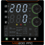 MIG200 PFC welding machine display panel.