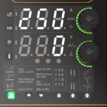 Welding machine digital display and settings.