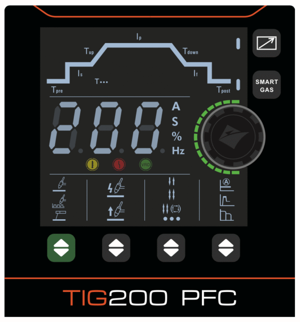 TIG200 PFC welding machine display panel