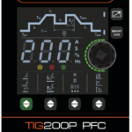 Control panel of TIG200P PFC welding machine.