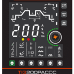 Control panel of TIG 200 PAC DC welder.