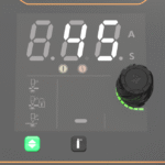 Digital control panel with display and knobs