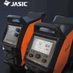 JASIC MIG200 PFC welding machine display and controls.