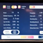 Control panel with laser settings and parameters