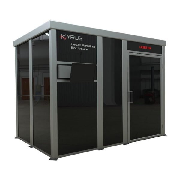 Kyrus laser welding enclosure with safety features.
