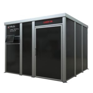 Kyrus laser welding enclosure with operational status display.