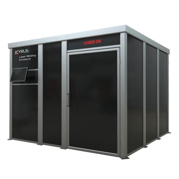 Kyrus laser welding enclosure with operational status display.