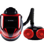 Welding helmet with air purification system.