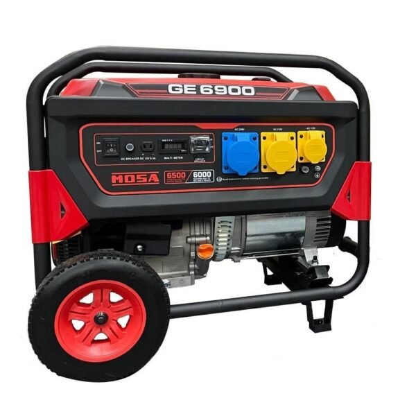 MOSA GE6900 generator with multiple power outlets.