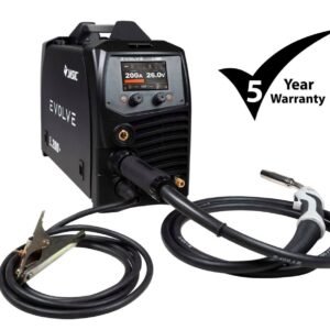 Evolve welding machine with warranty information.