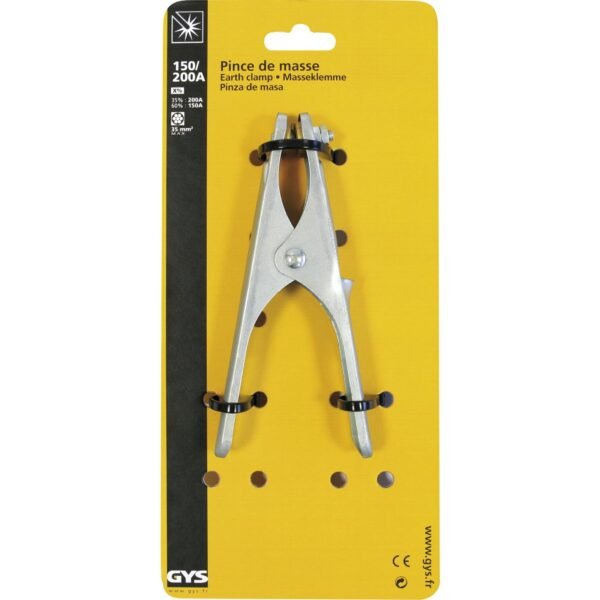 Metal earth clamp on yellow packaging