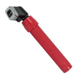 Red tool with angled head for precise handling.