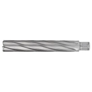 Steel drill bit with spiral design for precision drilling.