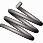 Coiled metal spring with smooth curves.
