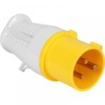 Yellow and white electrical plug connector.
