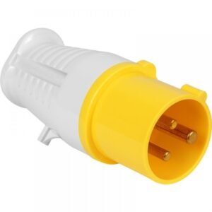 Yellow and white electrical plug connector.