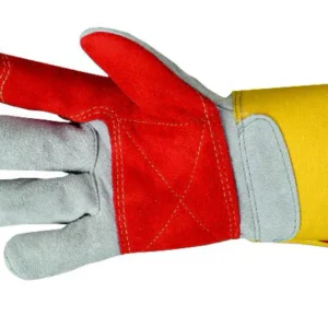 Colorful leather work glove with protective features