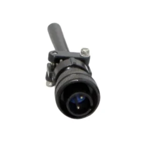 Close-up of a black audio connector.