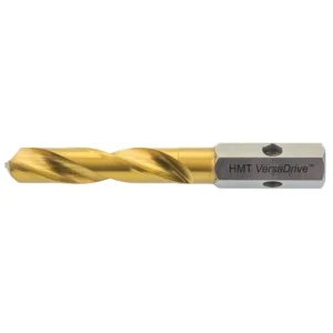 Gold-coated drill bit with hex shank.