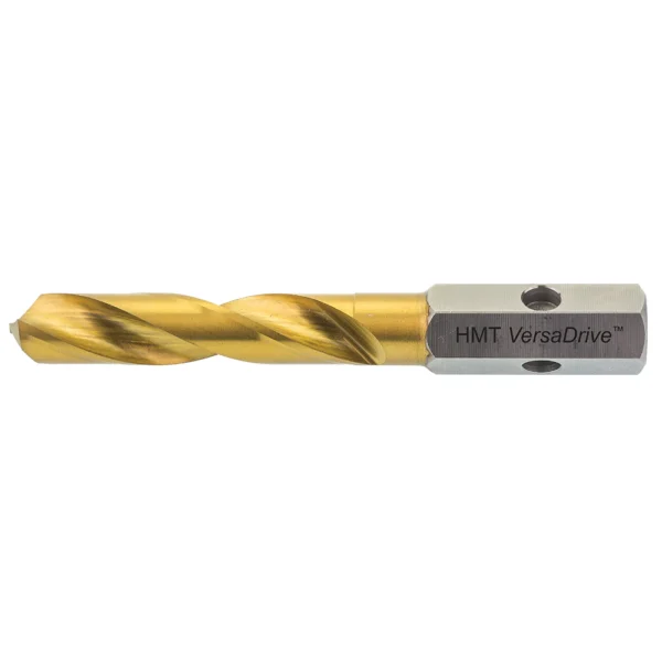 Gold-coated drill bit with hex shank.