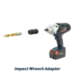 Cordless impact wrench with accessories and drill bit.